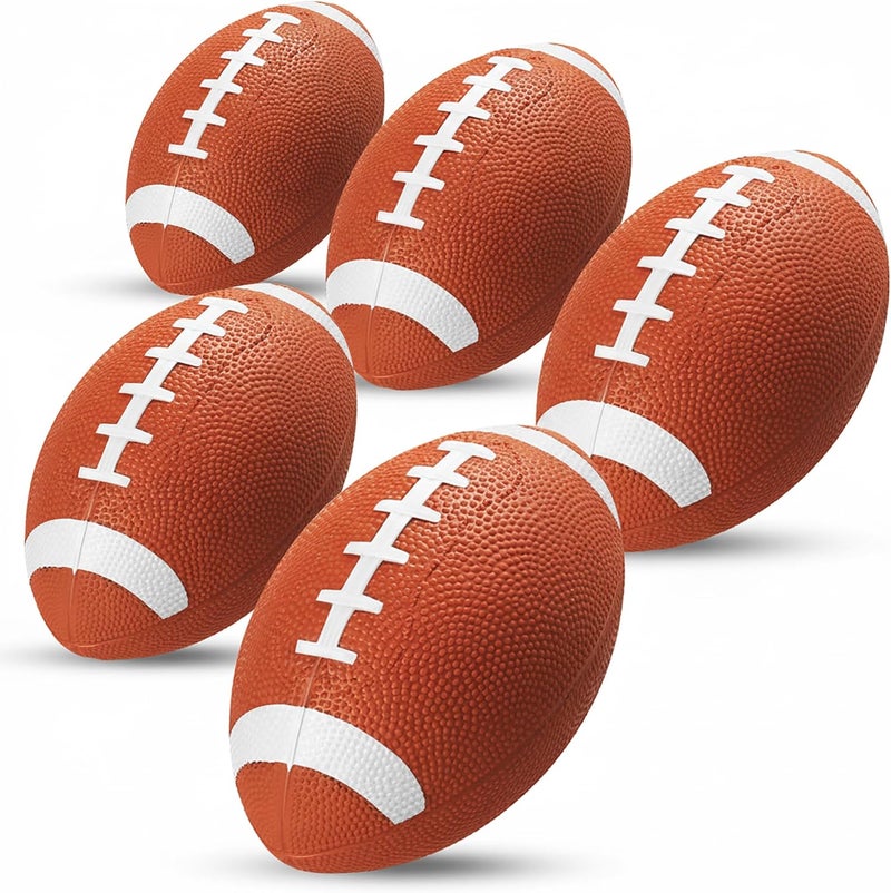 PlayBolt 6-Inch Mini Footballs for Kids (Pack of 5) - Inflatable PVC Football Toys for Boys & Girls w/Hand Pump, Easy to Grip Small Sports Balls for Backyard, Recess, Party Favor, Indoor/Outdoor - Image 1